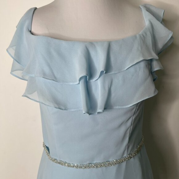 Mori Lee Women's Light Blue Bridesmaid Wedding Maxi Dress Size 10 - Picture 4 of 16
